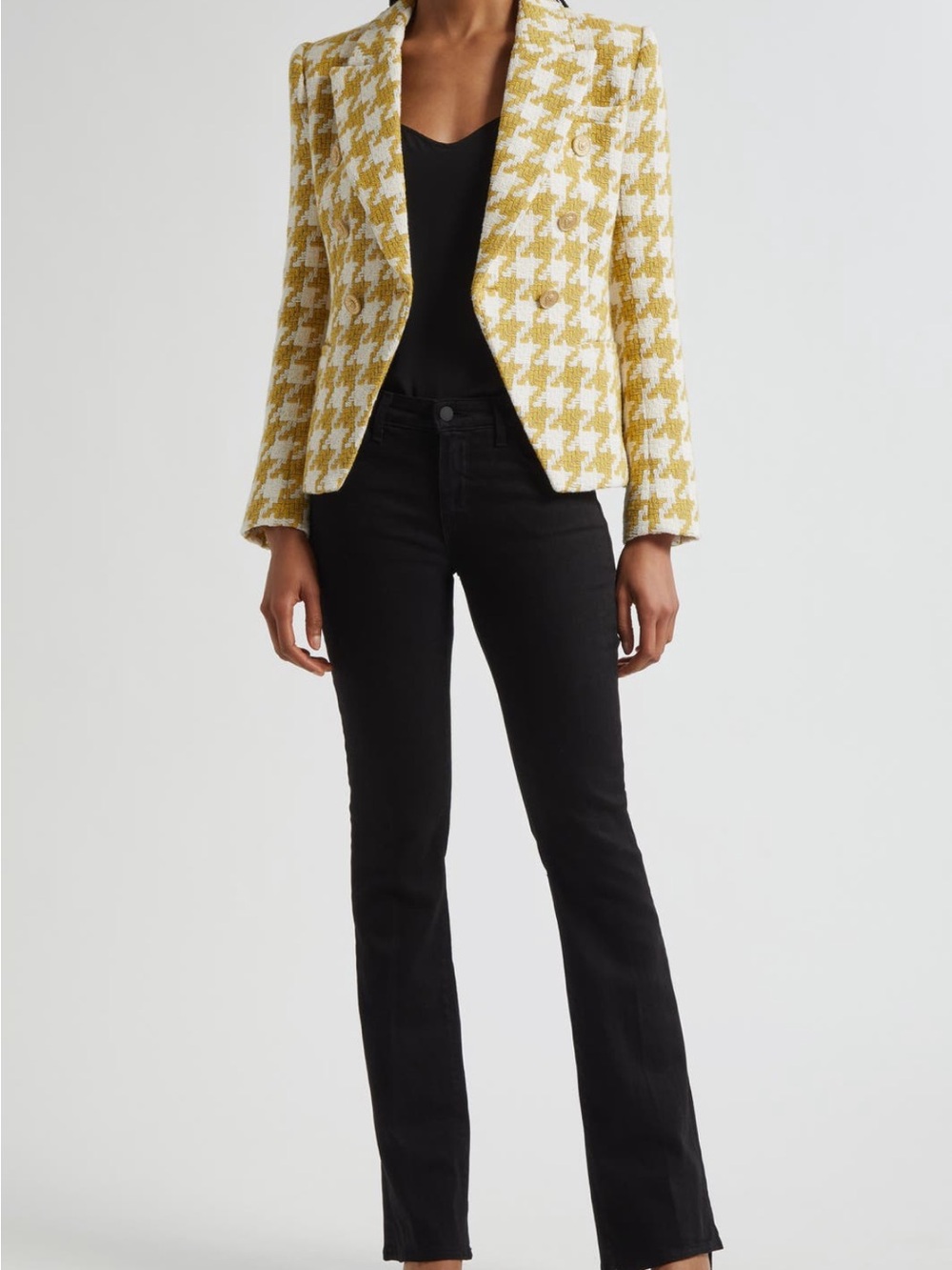 🌟 NWT ⭐️ L’AGENCE Marie Tweed Double Breasted Blazer Houndstooth  [SIZE 10] - Picture 9 of 11